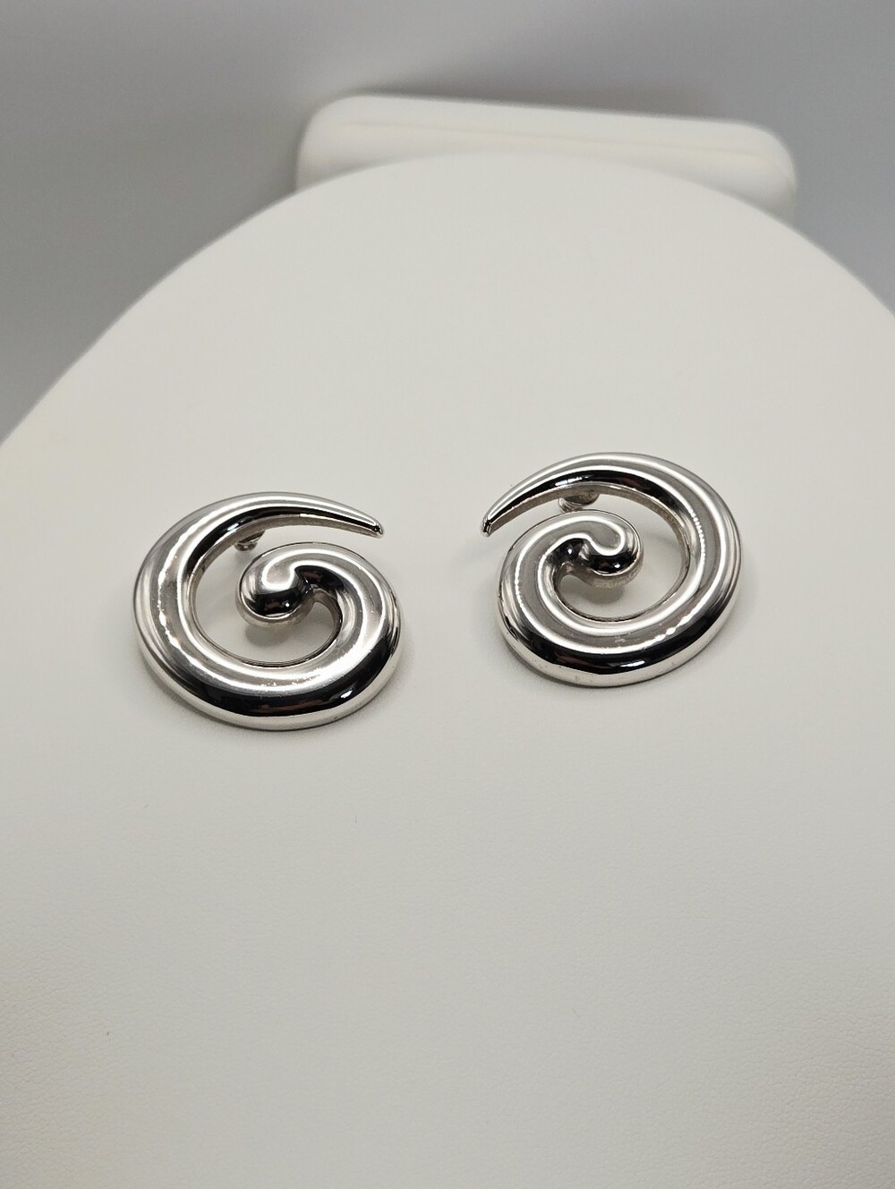 Monet Polished Silver Spiral Post Earrings - Picture 13 of 15
